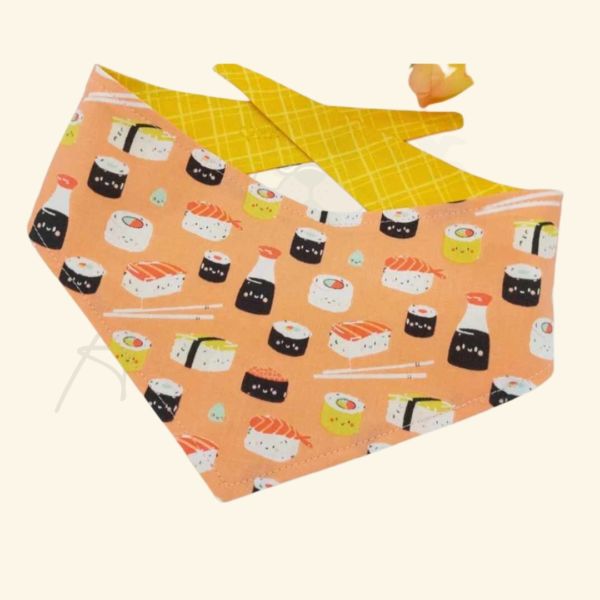Salmon Sushi/Yellow tablecloth (Large)