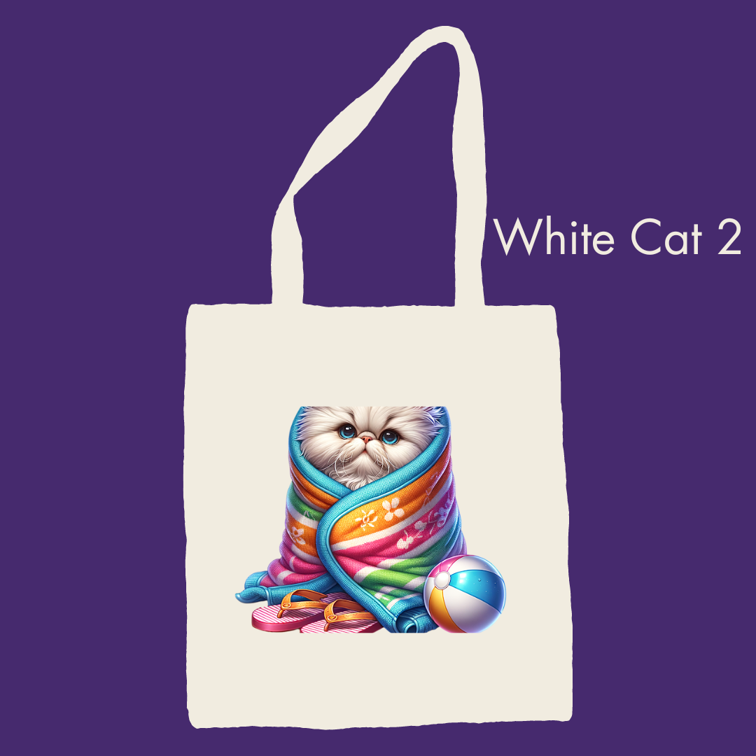 White Cat Beach Bag